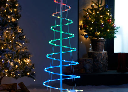 Spiral Rope Light Christmas Tree Silhouette, 5 ft