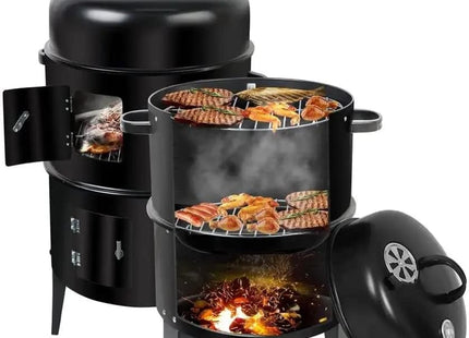 Versatile Outdoor Cooking: The Ultimate 3-in-1 Charcoal BBQ, Grill, and Smoker