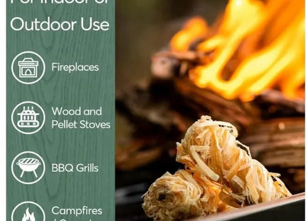 Natural Firelighters - 400 Pack | Eco-Friendly Wood & Wax Wool Fire Starters for Log Burners, BBQs, Pizza Ovens & Smokers - Quick, Safe, Clean Lighting