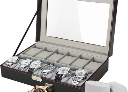 12 Slot Watch Case with Lock & 2 Keys