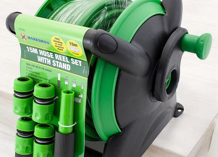 15m Compact Hose Reel with Stand and Fittings