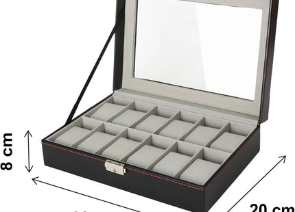 12 Slot Watch Case with Lock & 2 Keys