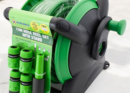 15m Compact Hose Reel with Stand and Fittings