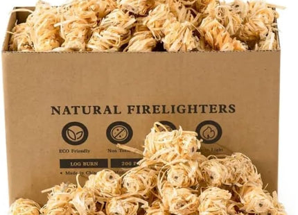 Natural Firelighters - 400 Pack | Eco-Friendly Wood & Wax Wool Fire Starters for Log Burners, BBQs, Pizza Ovens & Smokers - Quick, Safe, Clean Lighting