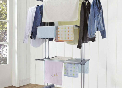 Durable 3-Tier Clothes Drying Rack with 18m Space, Foldable & Mobile for Indoor/Outdoor Use