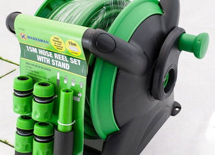 15m Compact Hose Reel with Stand and Fittings