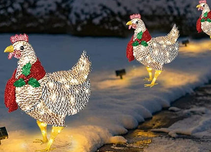 Christmas Light-Up Chicken with Scarf Decoration