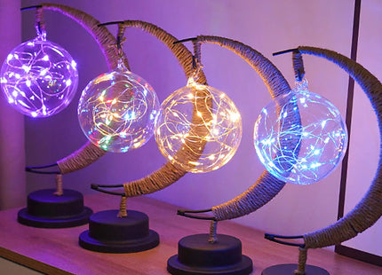 LED Woven Half-Moon Table Lamp